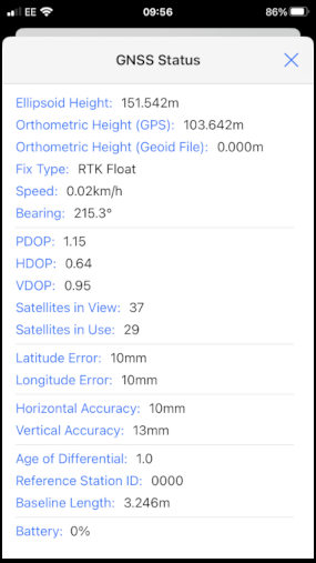 iOS SWMaps GNSS Status